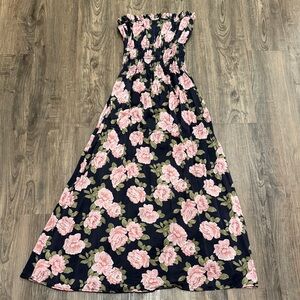 Reformation Floral Midi Dress with Pink Roses